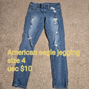 American Eagle Outfitters Blue Distressed Jeggings